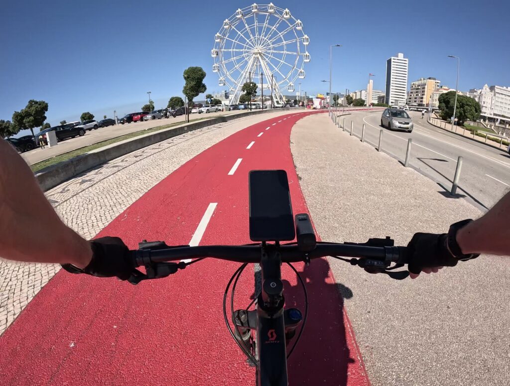 red bike path in Figueira da Foz coast line